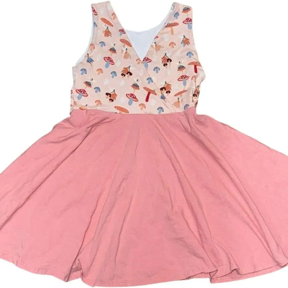 Malia + Kai Fairy Mushroom Twirl Dress Size 4T Handmade USA Pink Cottagecore